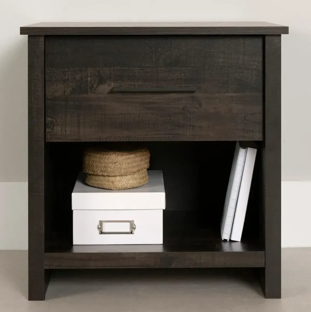 Fernley Rubbed Black Nightstand - South Shore