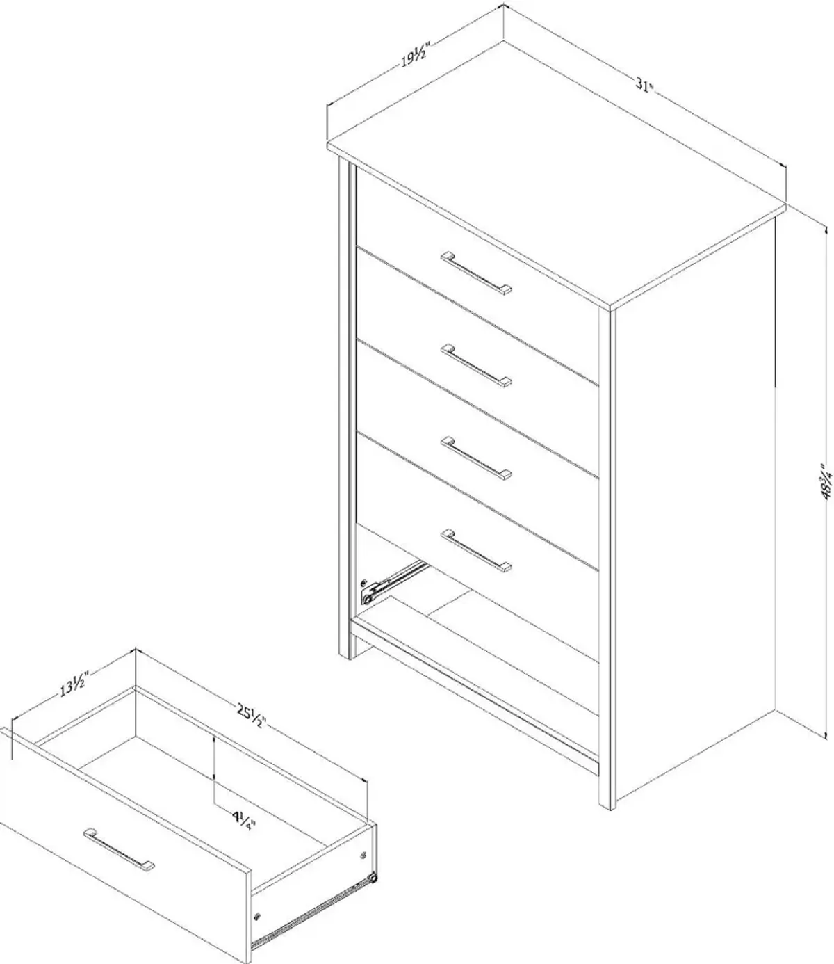 Fernley Rubbed Black Chest of Drawers - South Shore