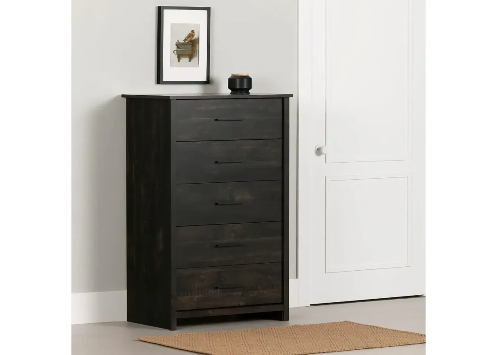 Fernley Rubbed Black Chest of Drawers - South Shore