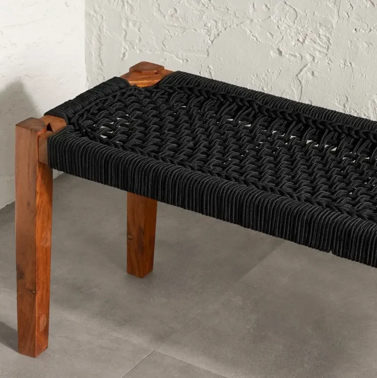 Agave Black Natural Wood Bench - South Shore