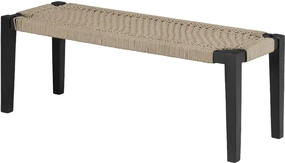 Agave Beige Black Wood Bench - South Shore