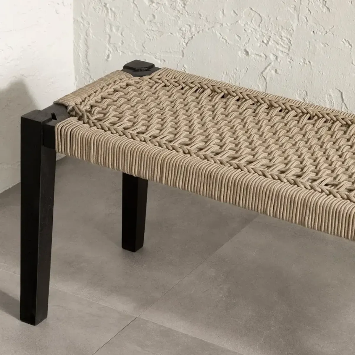 Agave Beige Black Wood Bench - South Shore