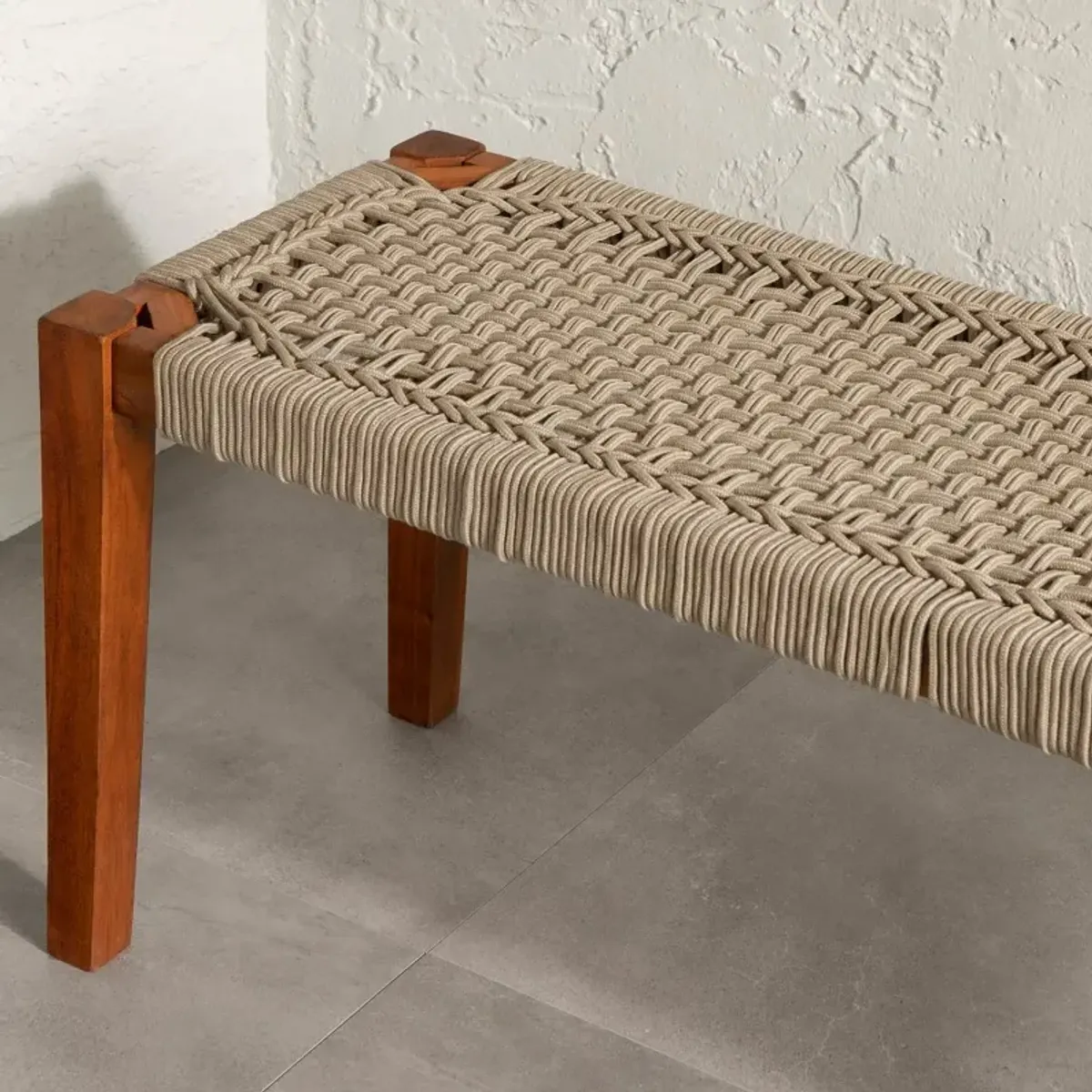 Agave Beige Natural Wood Bench - South Shore