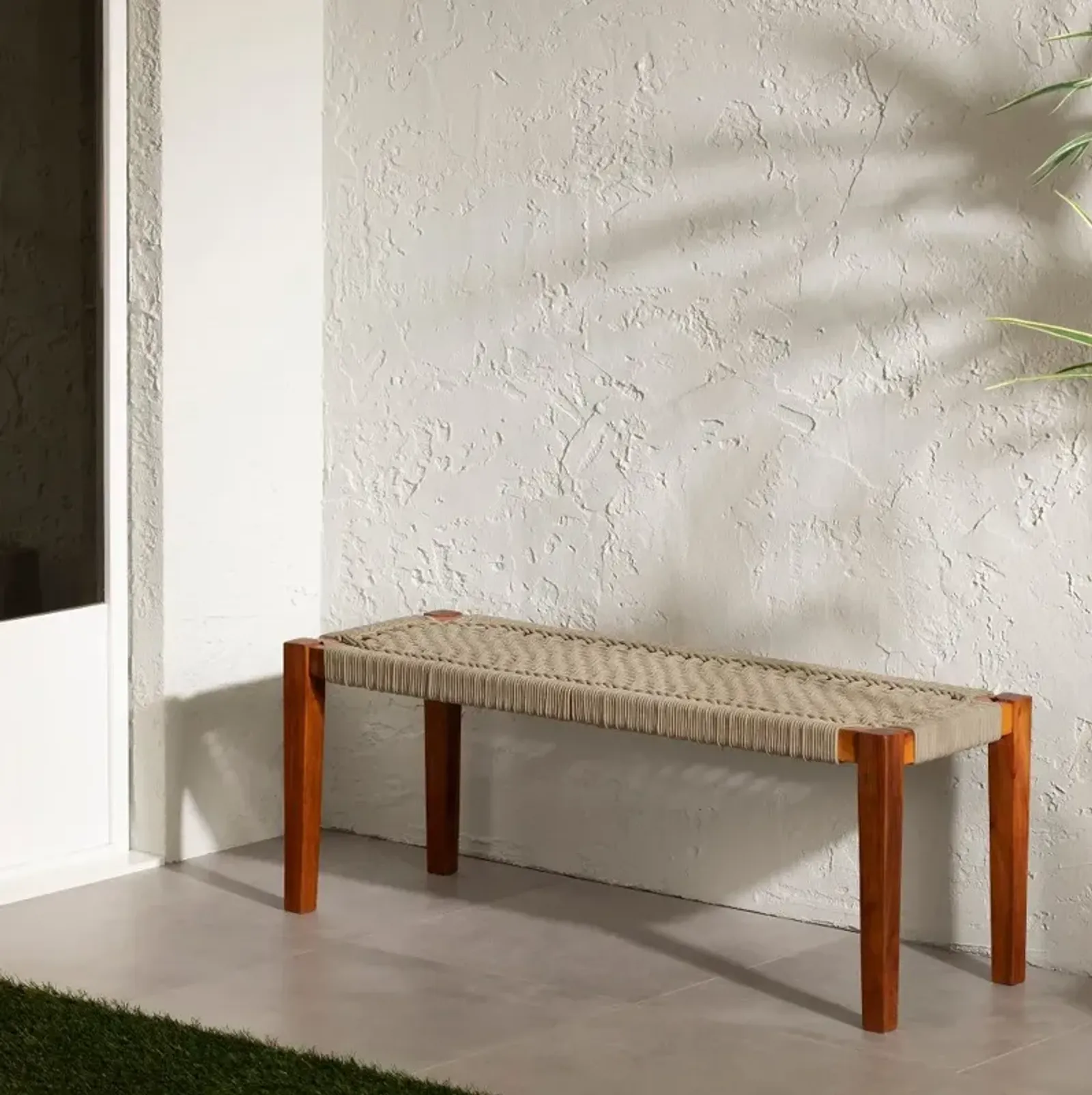 Agave Beige Natural Wood Bench - South Shore