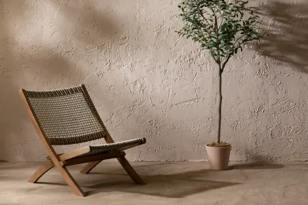 Agave Beige Natural Wood Lounge Chair - South Shore