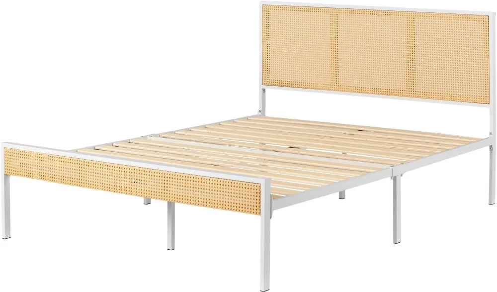 Hoya Natural Cane and White Full Platform Bed - South Shore