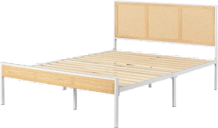 Hoya Natural Cane and White Queen Platform Bed - South Shore