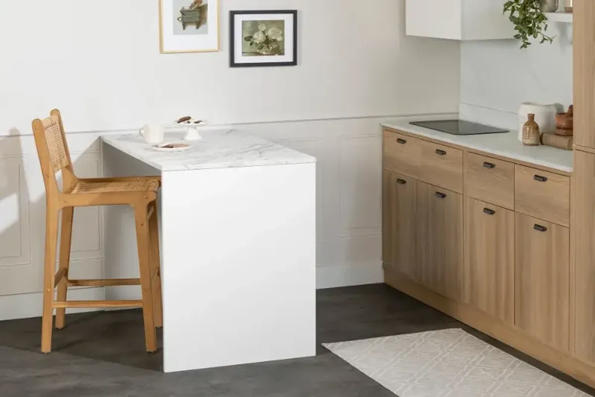 Amaro White and White Marble Kitchen Island - South Shore