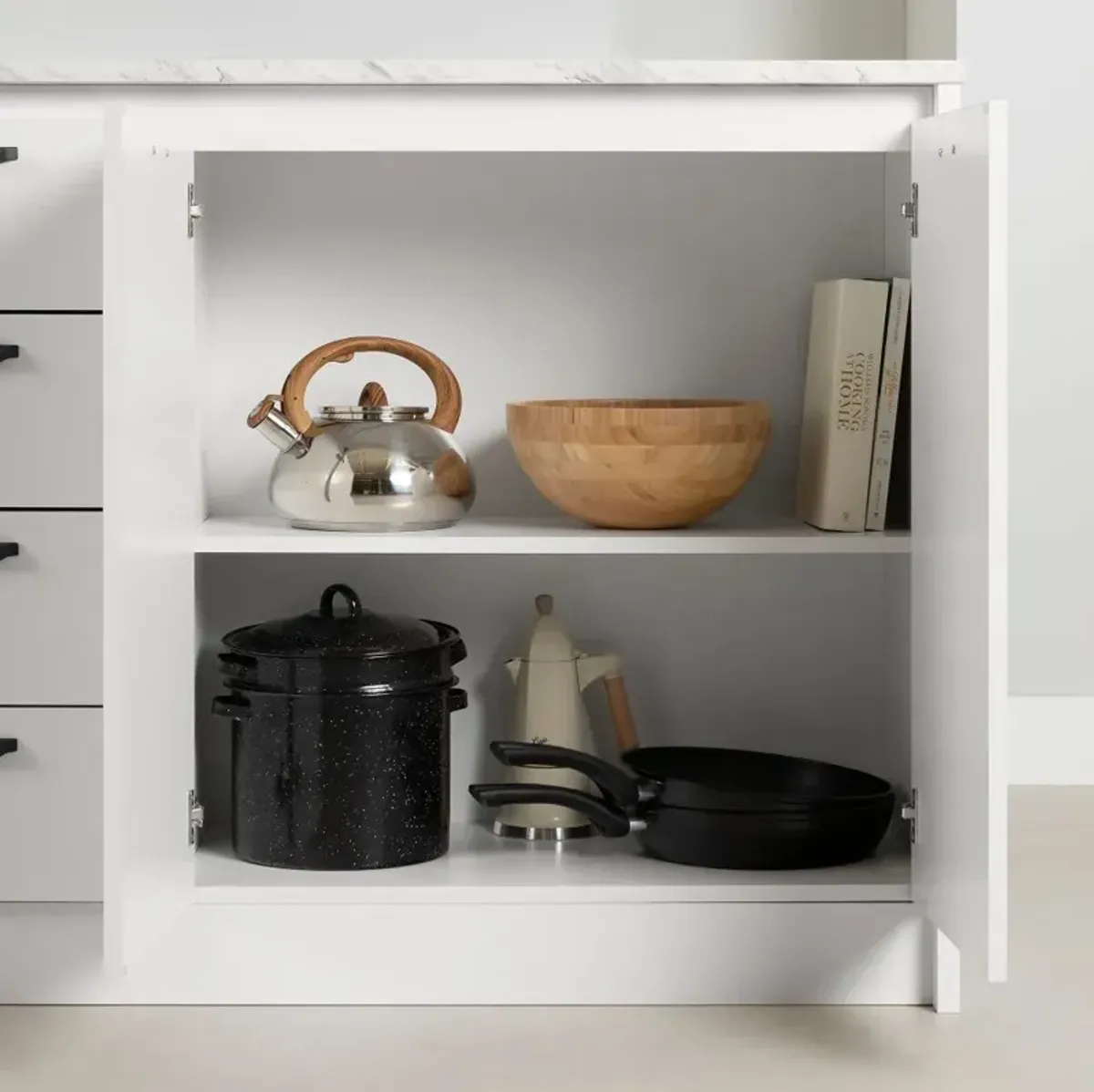 Amaro White and White Marble Kitchen Island - South Shore