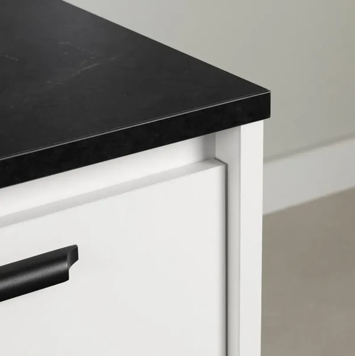 Amaro White and Black Stone Kitchen Island - South Shore