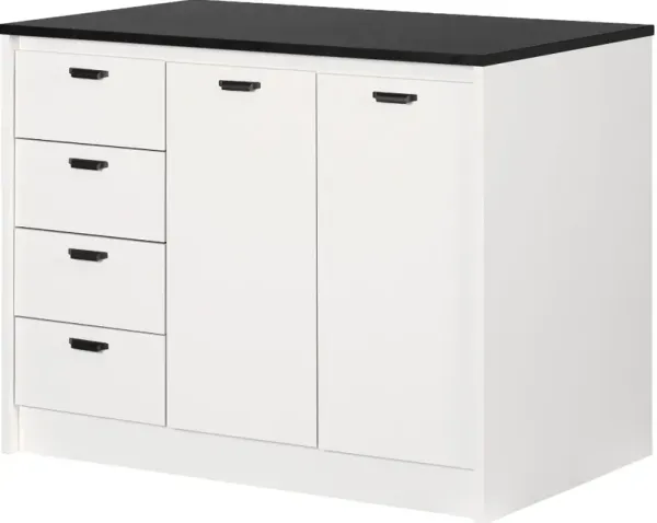 Amaro White and Black Stone Kitchen Island - South Shore