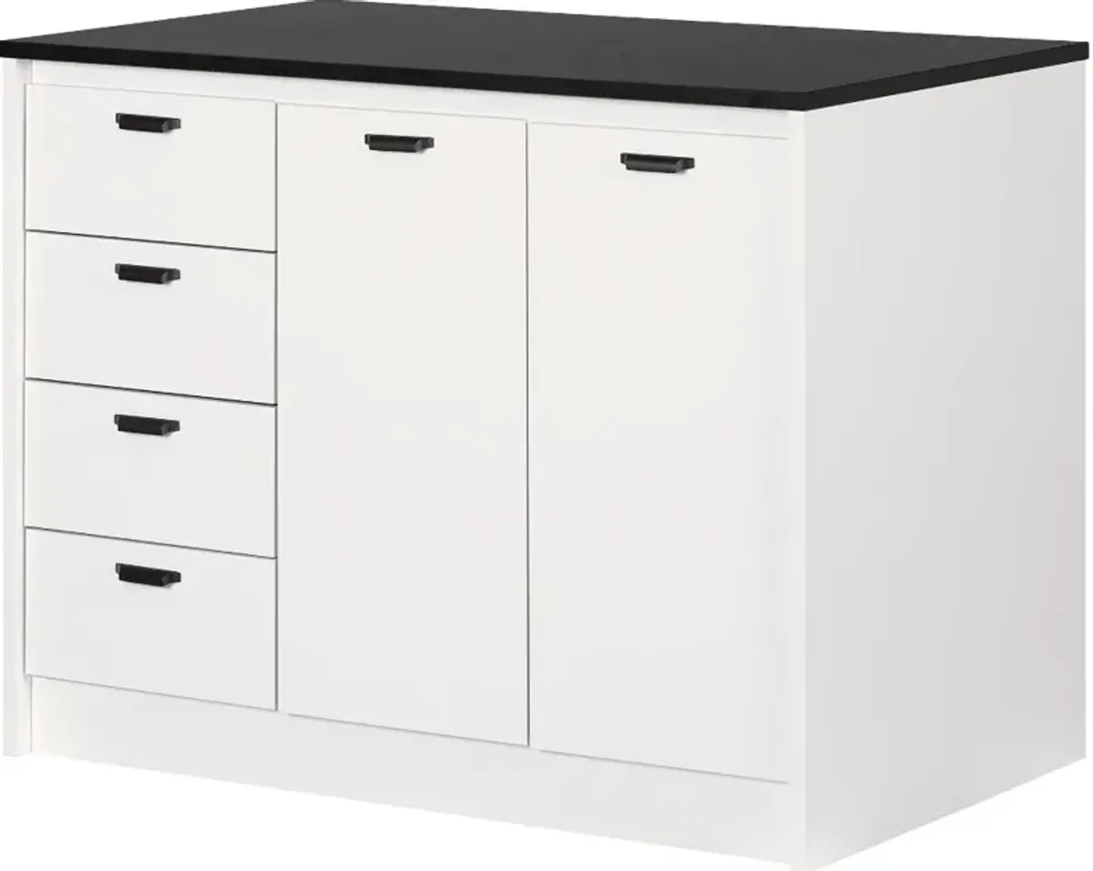 Amaro White and Black Stone Kitchen Island - South Shore