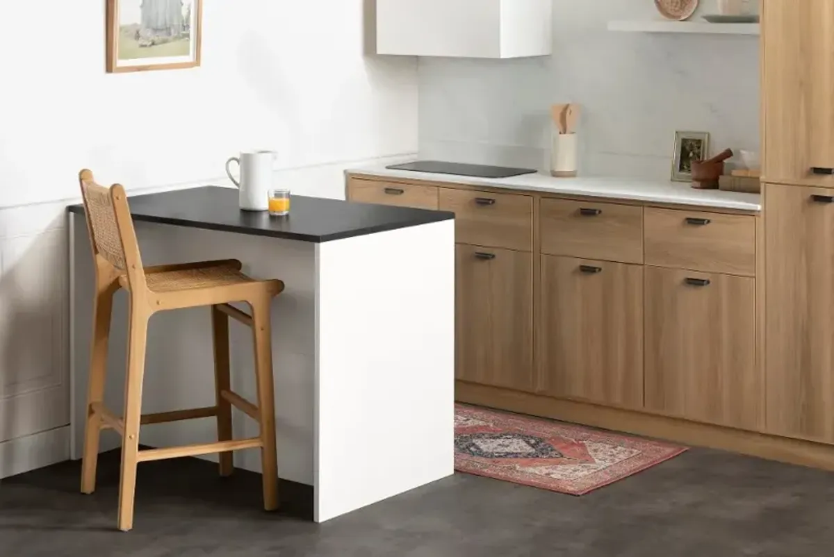 Amaro White and Black Stone Kitchen Island - South Shore