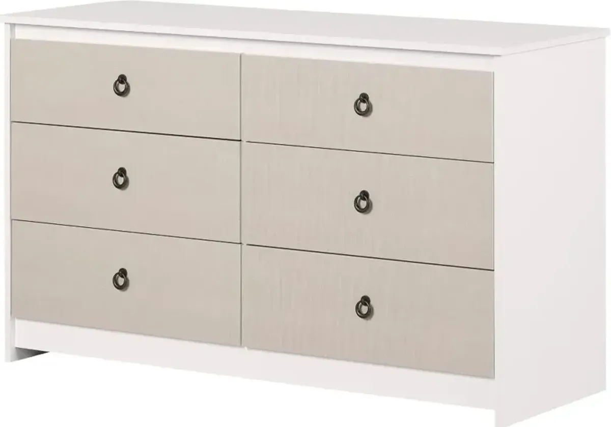 Plenny White & Beige 6-Drawer Double Dresser - South Shore