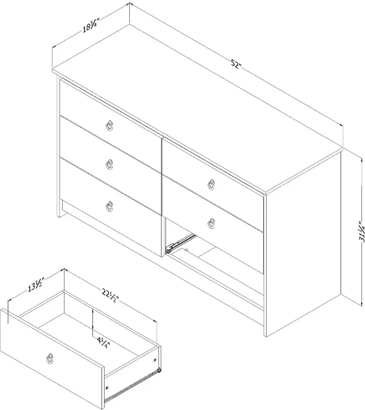 Plenny White & Beige 6-Drawer Double Dresser - South Shore