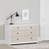 Plenny White & Beige 6-Drawer Double Dresser - South Shore
