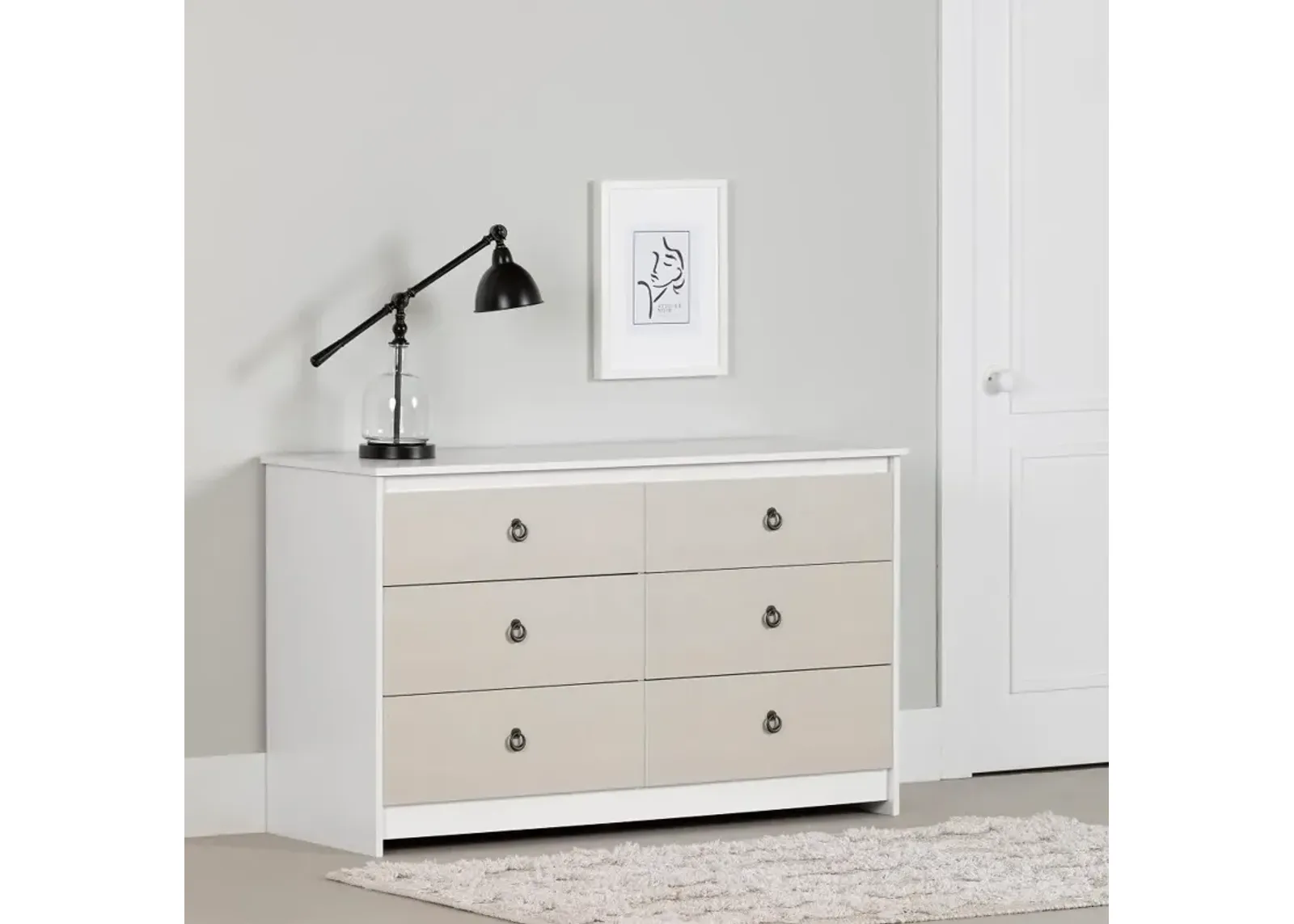 Plenny White & Beige 6-Drawer Double Dresser - South Shore