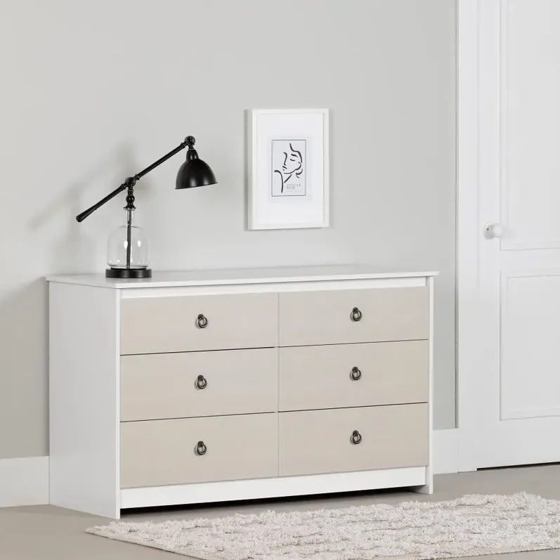 Plenny White & Beige 6-Drawer Double Dresser - South Shore