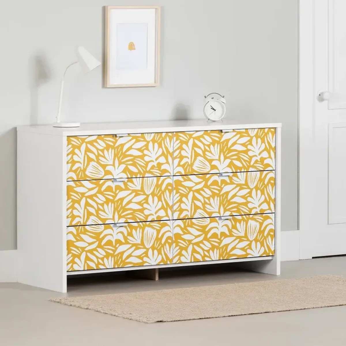 Bloom White and Yellow Dresser