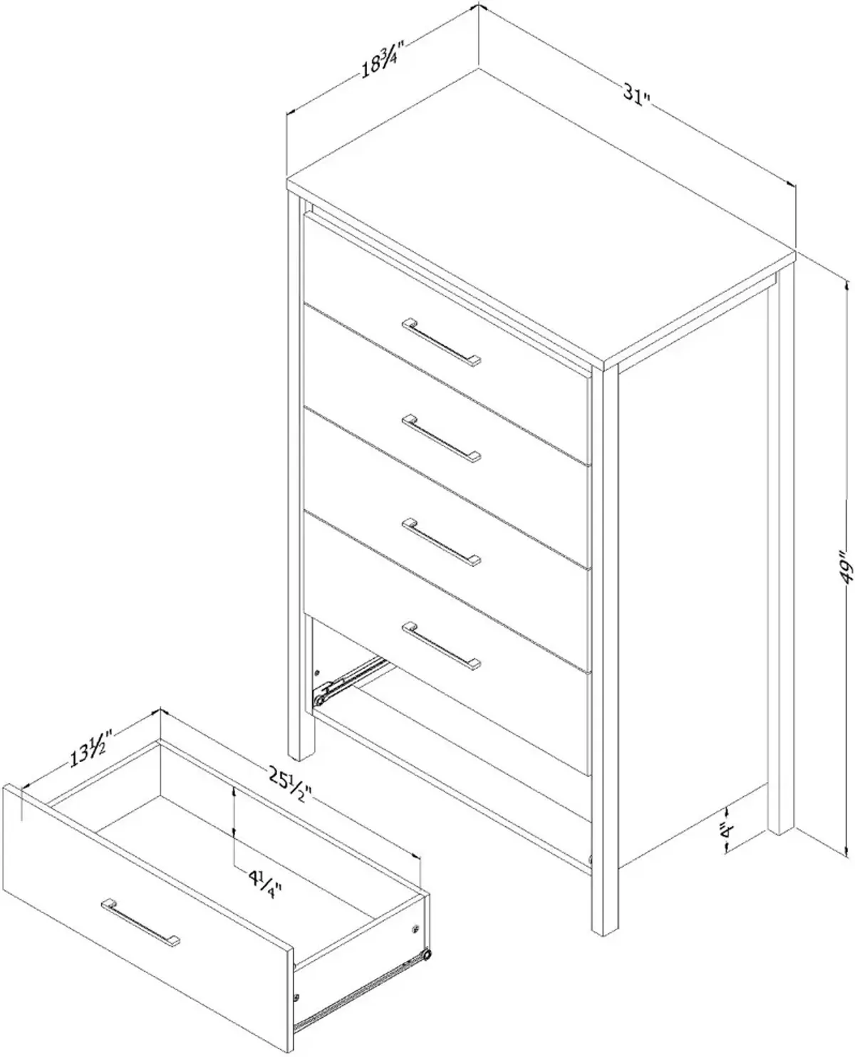 Gravity Natural 5-Drawer Chest - Chest of Drawers