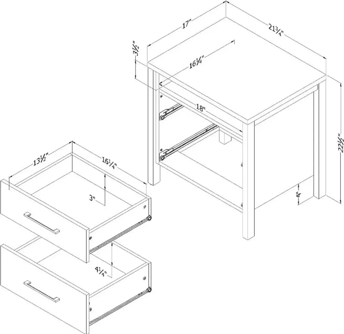 Gravity Natural 2-Drawer Nightstand - South Shore