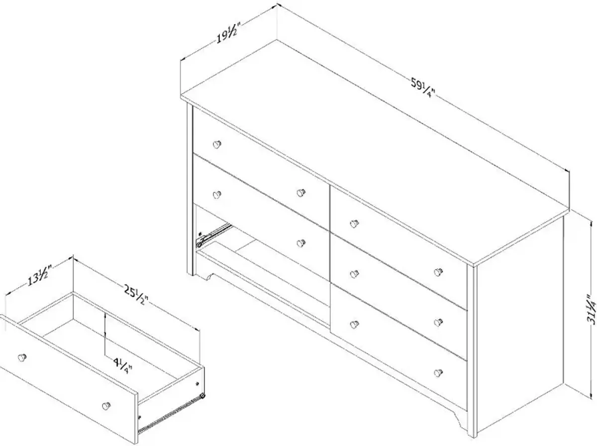 Vito Natural Ash 6-Drawer Double Dresser