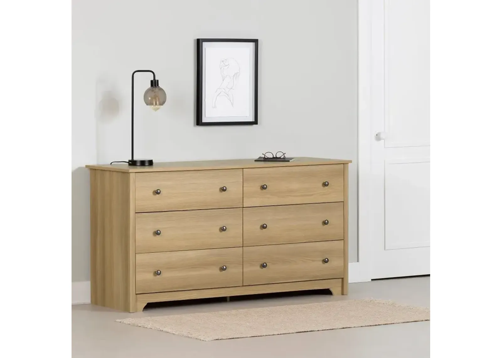 Vito Natural Ash 6-Drawer Double Dresser