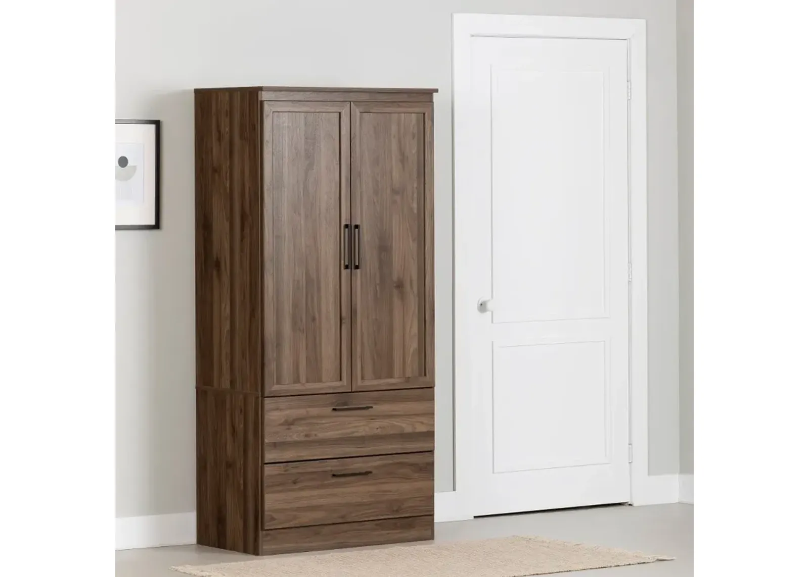 Acapella Walnut Brown Wardrobe Armoire - South Shore