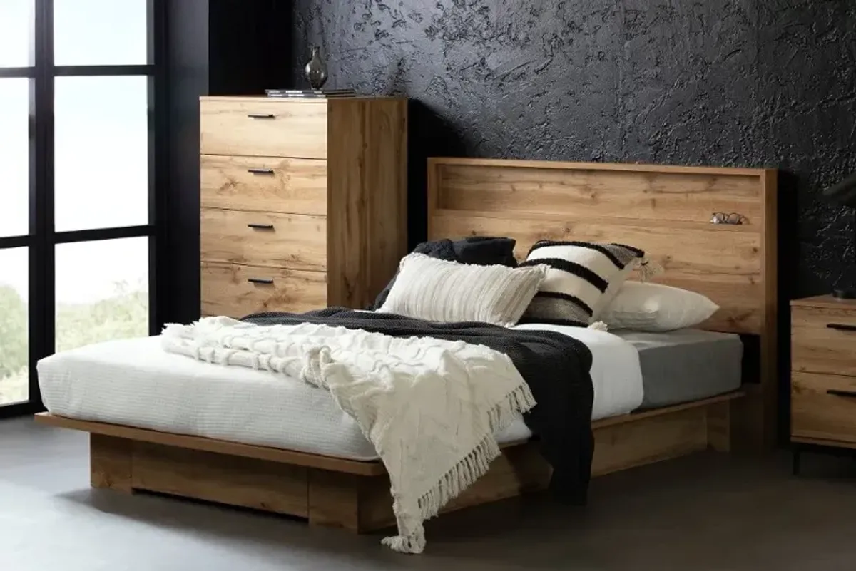 Musano Oak Full/Queen Bed with Headboard