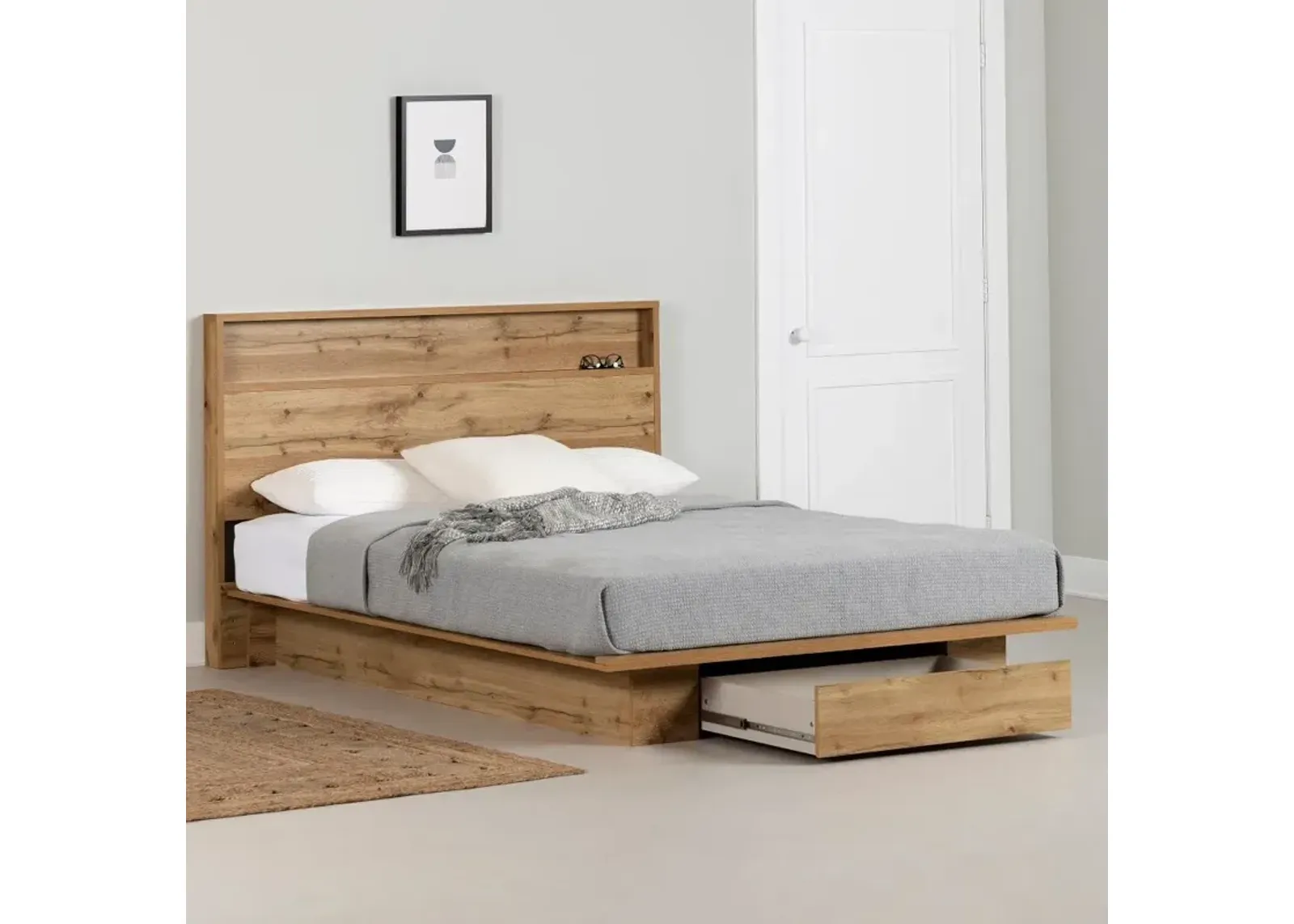 Musano Oak Full/Queen Bed with Headboard