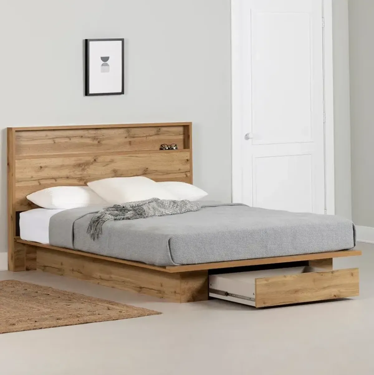 Musano Oak Full/Queen Bed with Headboard