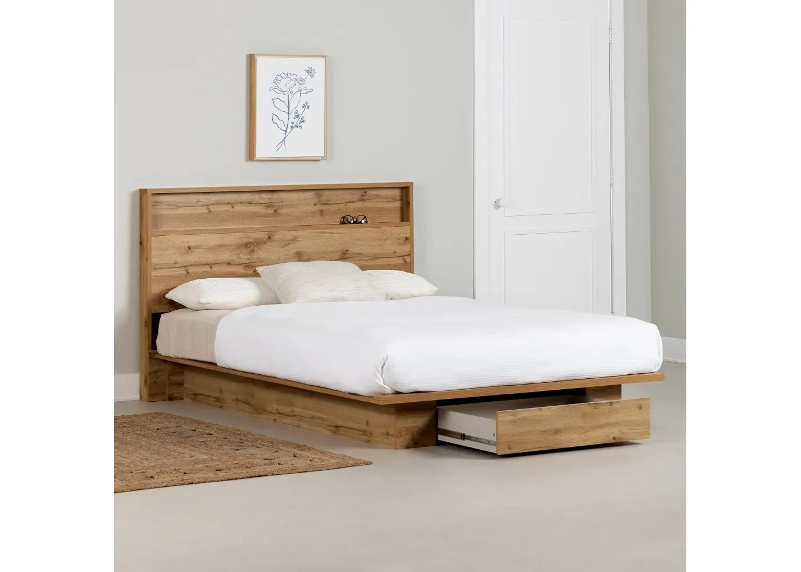 Cavalleri Oak Full-Queen Platform Bed - South Shore