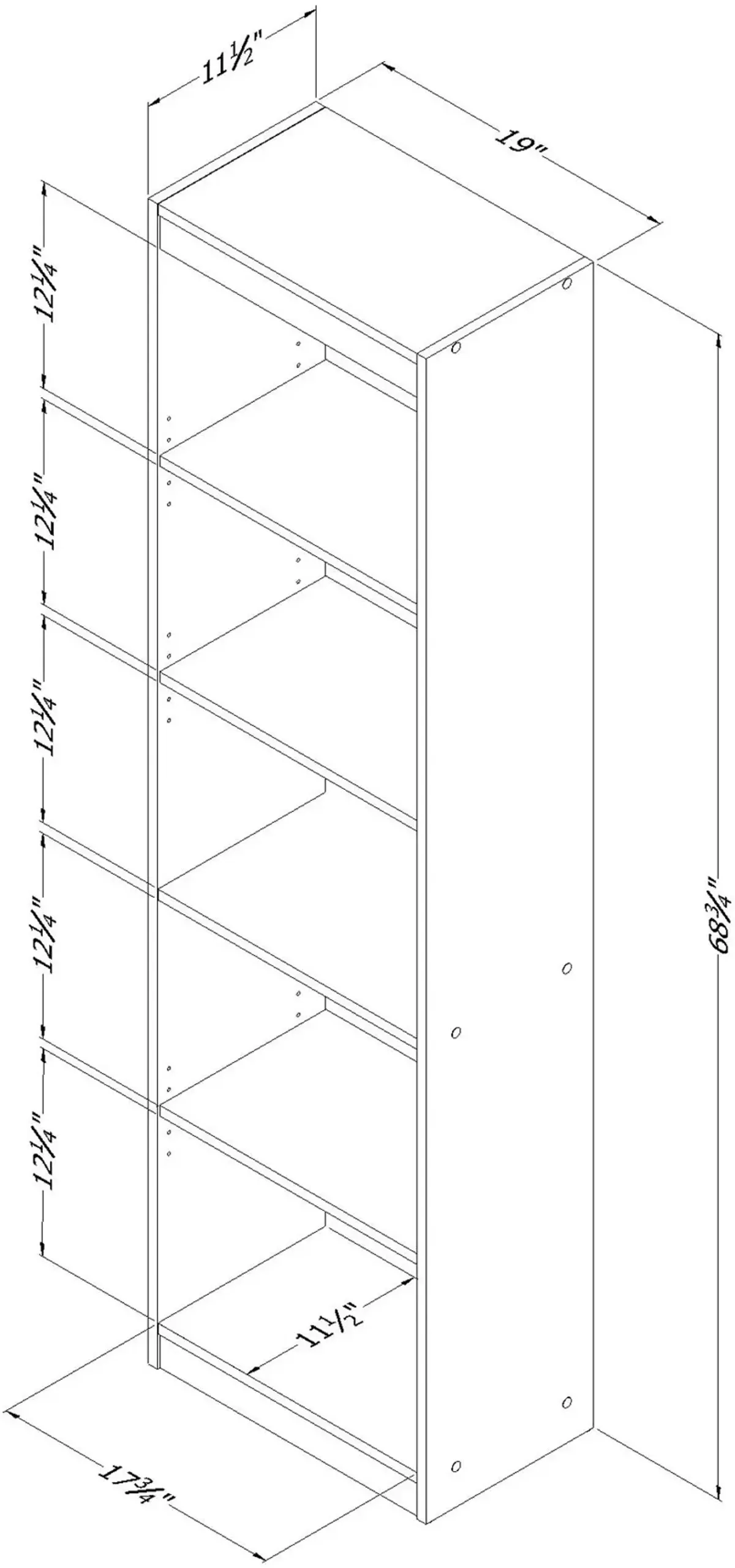 South Shore Axess Royal Cherry 5-Shelf Narrow Bookcase