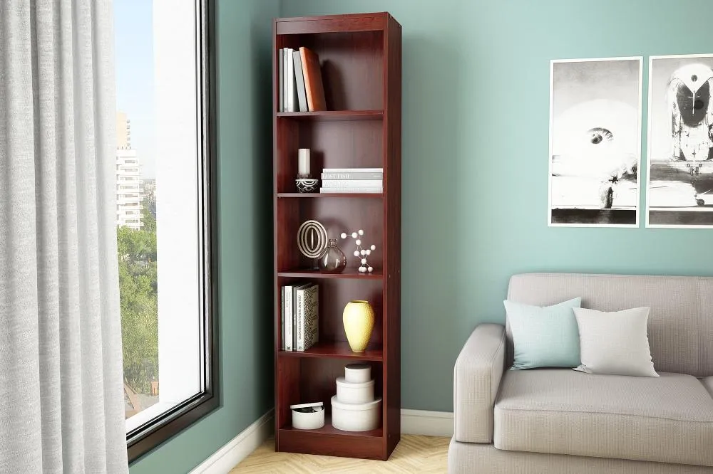 South Shore Axess Royal Cherry 5-Shelf Narrow Bookcase