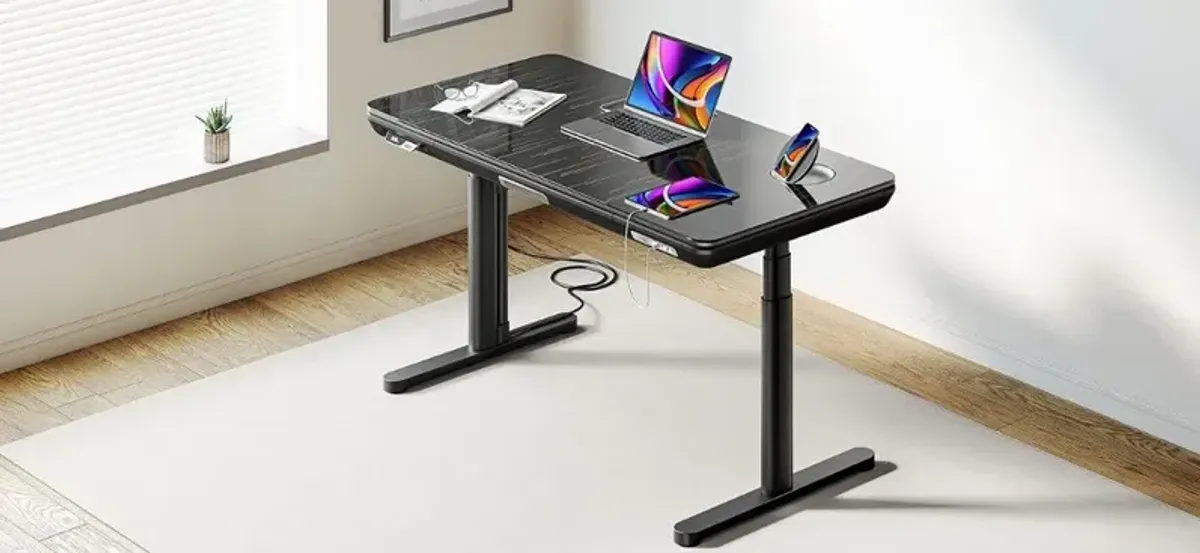 ErgoFx Adjustable Height Standing Desk With Galaxy Glass Desktop