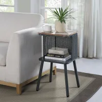 Tampa Natural Wood and Gray Metal Side Table