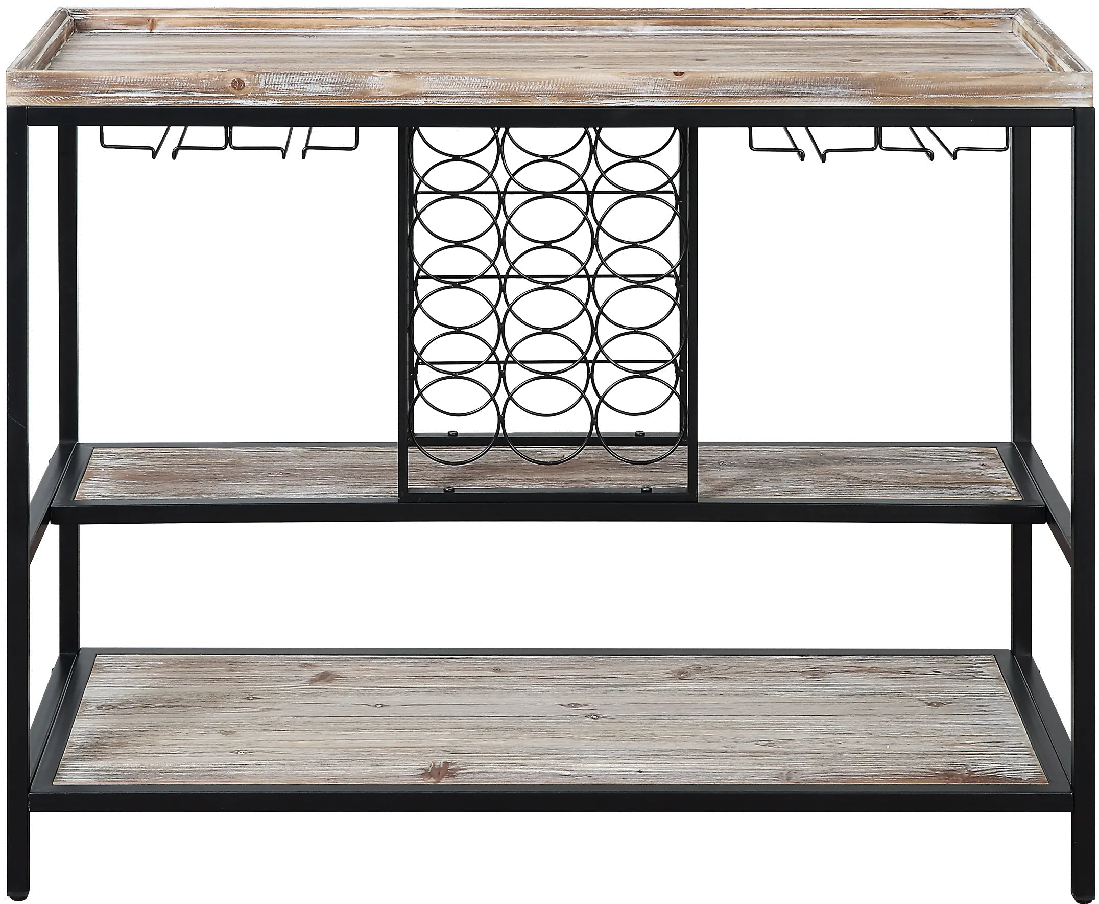 Hampton Natural Wood and Black Metal Entry and Bar Table