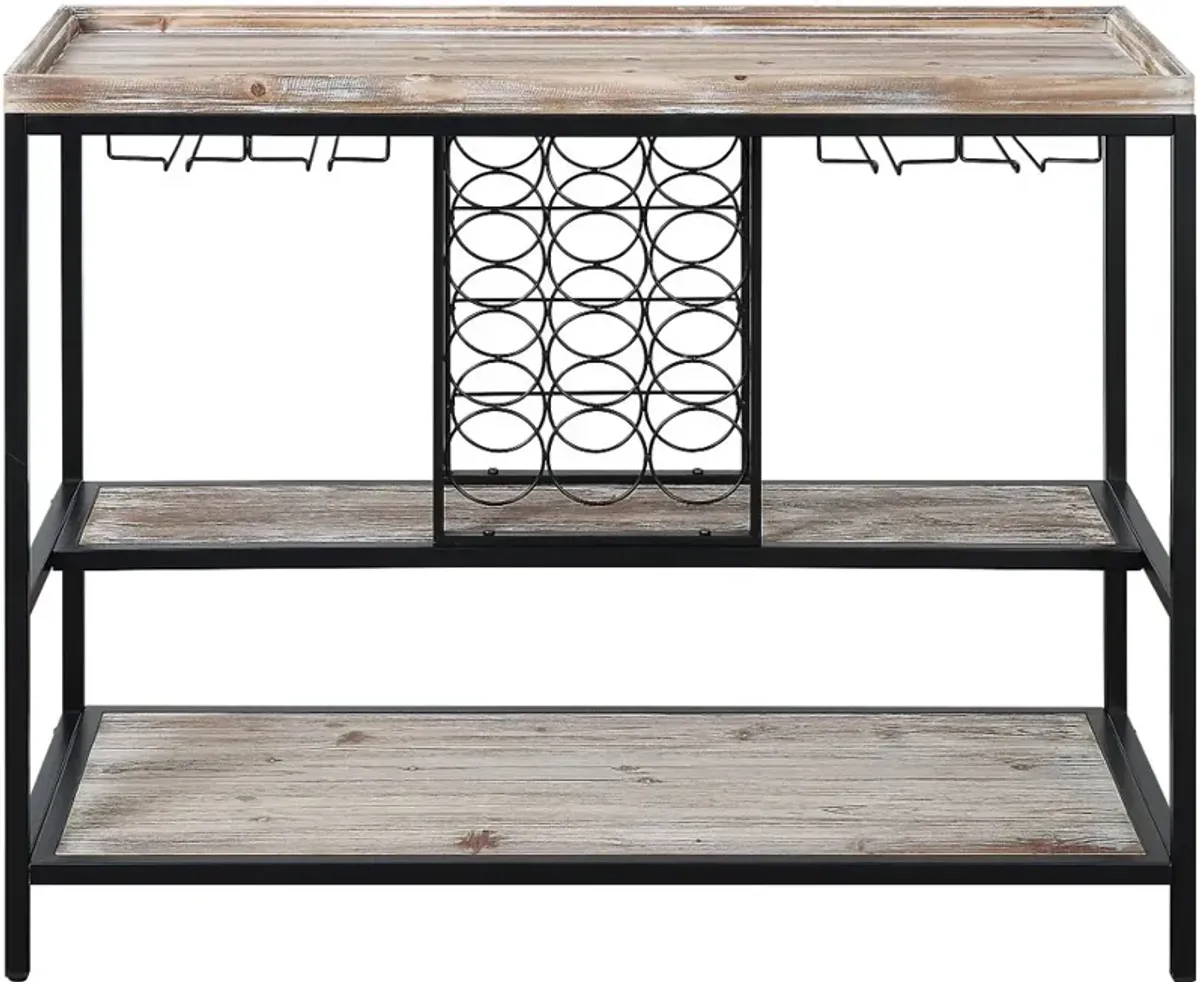 Hampton Natural Wood and Black Metal Entry and Bar Table