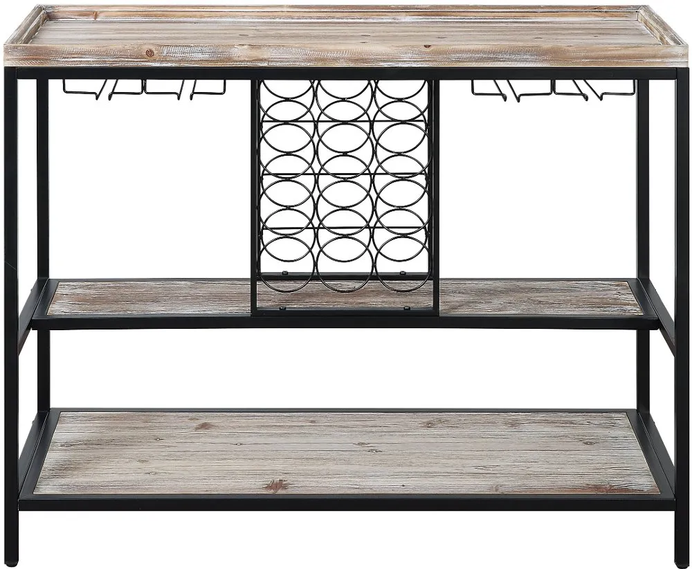 Hampton Natural Wood and Black Metal Entry and Bar Table