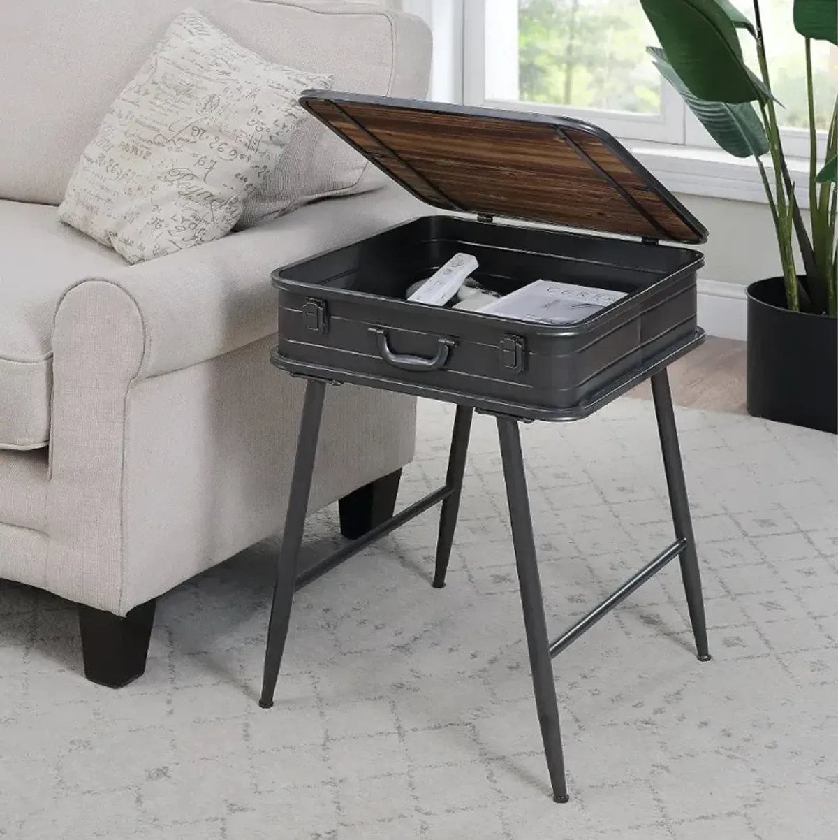 Urban Loft Gray Metal and Wood 3 Piece Table Set