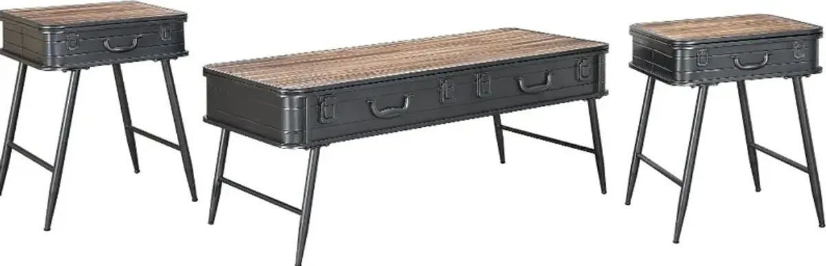 Urban Loft Gray Metal and Wood 3 Piece Table Set