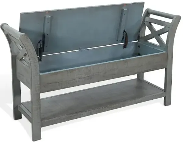 48" Blue Mahogany Rustic Bench