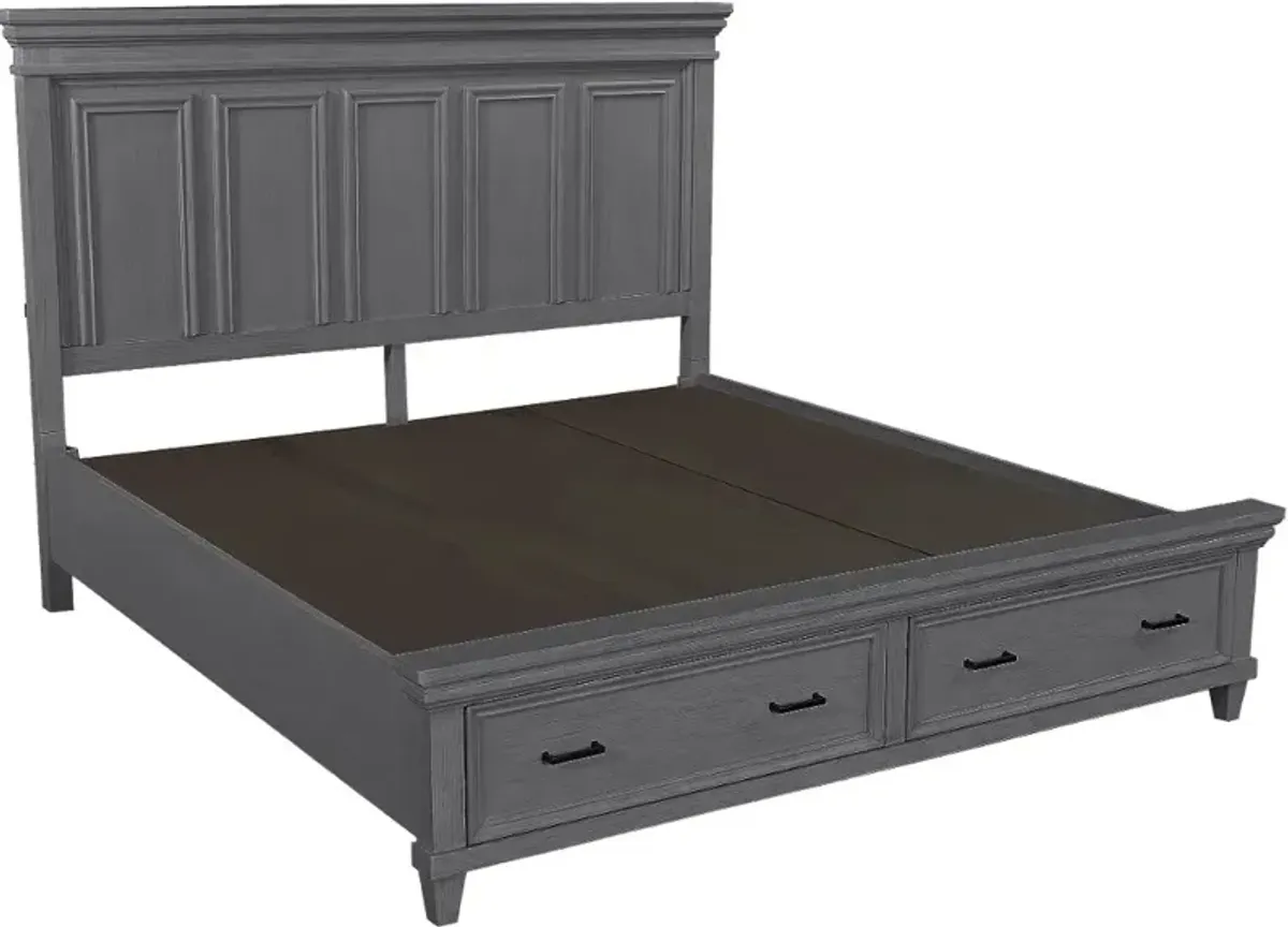 Carmen Slat Gray Queen Storage Bed