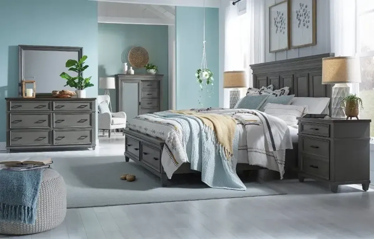 Carmen Slat Gray Queen Storage Bed