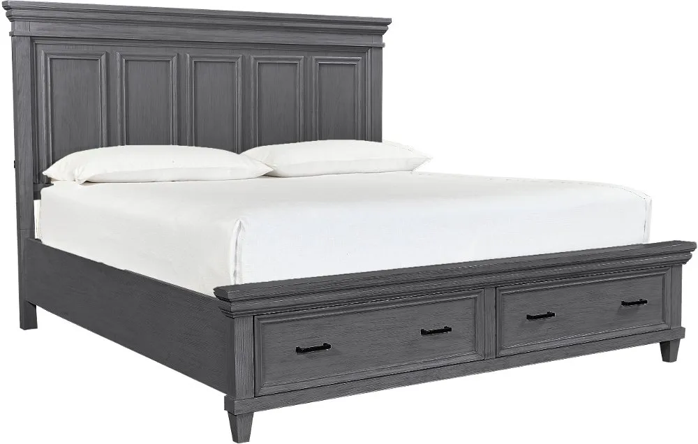 Carmen Slat Gray Queen Storage Bed