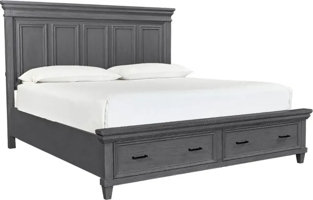 Carmen Slat Gray King Storage Bed