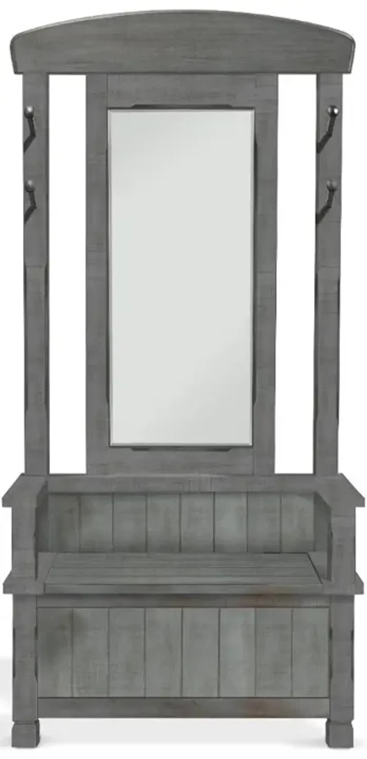 Blue Gray Coat Rack with Storage Bench