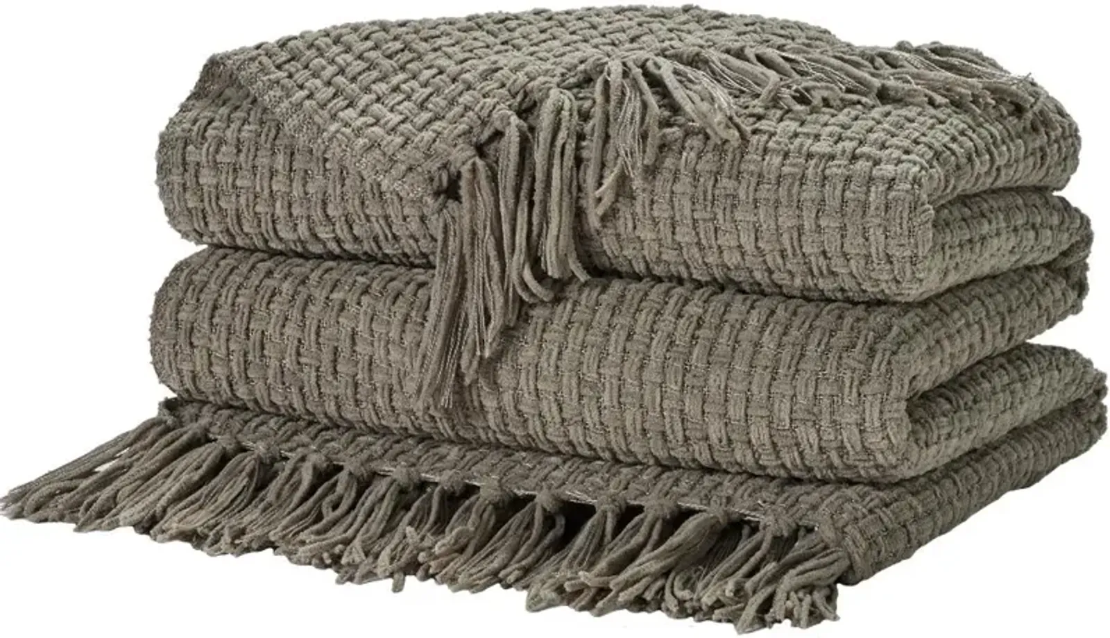 Mina Gray Waffle Weave Throw Blanket