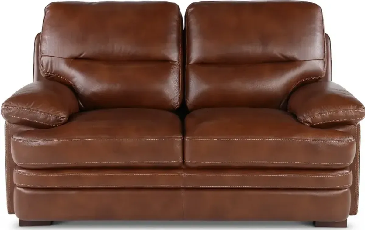 David Brown Leather Loveseat