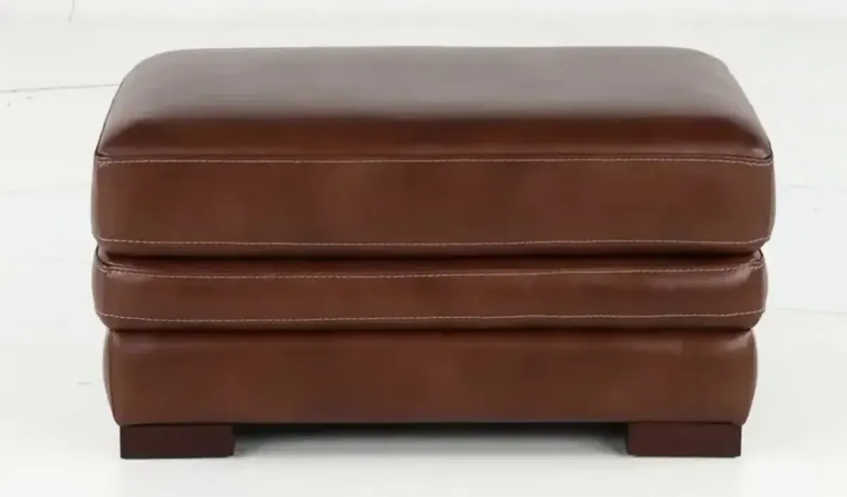 David Brown Leather Ottoman